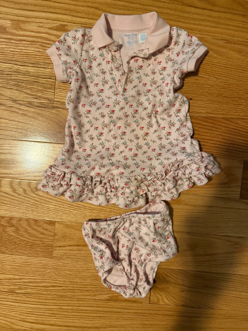 Ralph Lauren Pink Floral Ruffled Diaper Cover Set